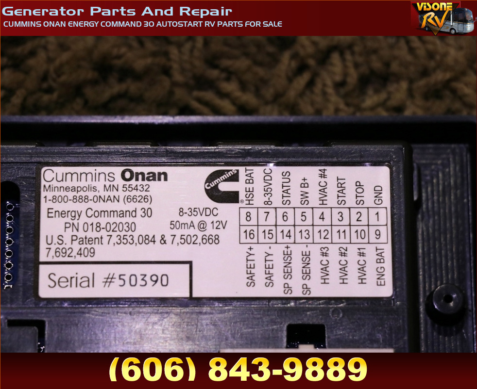 Generators CUMMINS ONAN ENERGY COMMAND 30 AUTOSTART RV PARTS FOR SALE