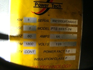 POWER TECH 8000 KW DIESEL GENERATOR ( SOLD ) RV/BUS/MOTORHOME PARTS